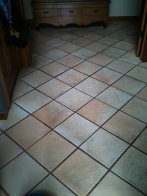 Entry tile floor before cleaning.